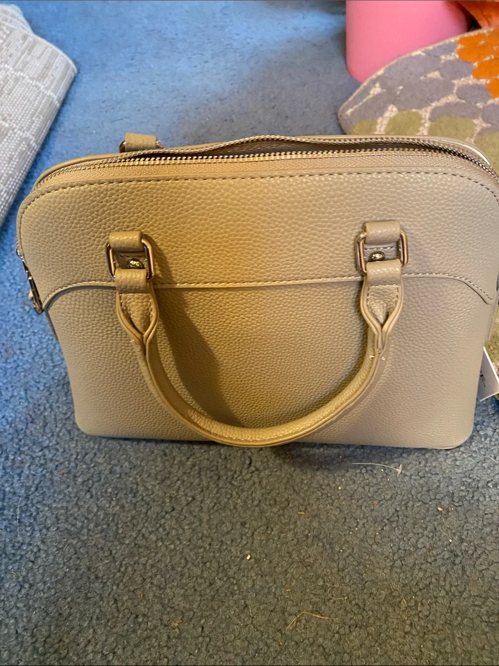 Structured Satchel in Light Taupe/Gray